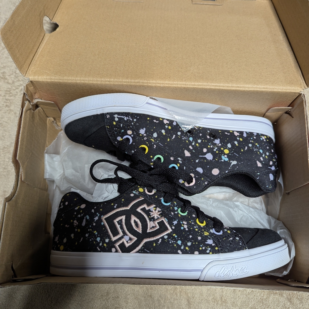 DC Kids' Black and Multicolor Speckled Sneakers